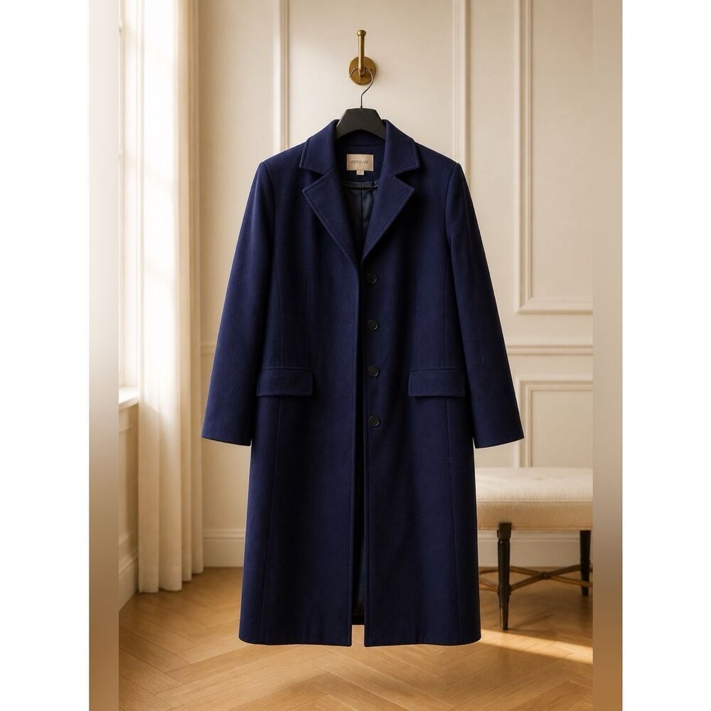 NAVY WOOL BLEND OVERCOAT BY AVENUE PLUS SIZE 22/24 EUC